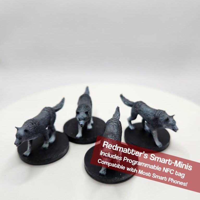 D&D Hand-Painted NFC Smart-Minis - 4x Wolves - Dungeons and Dragons Encounter